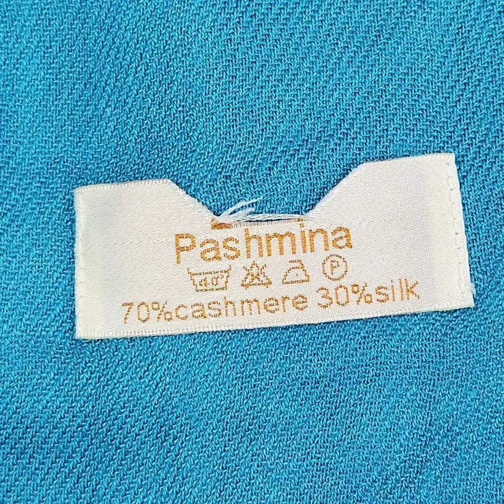 💜Vintage Turquoise Lightweight Cashmere & Silk Pashmina Wrap/Shawl/Scarf